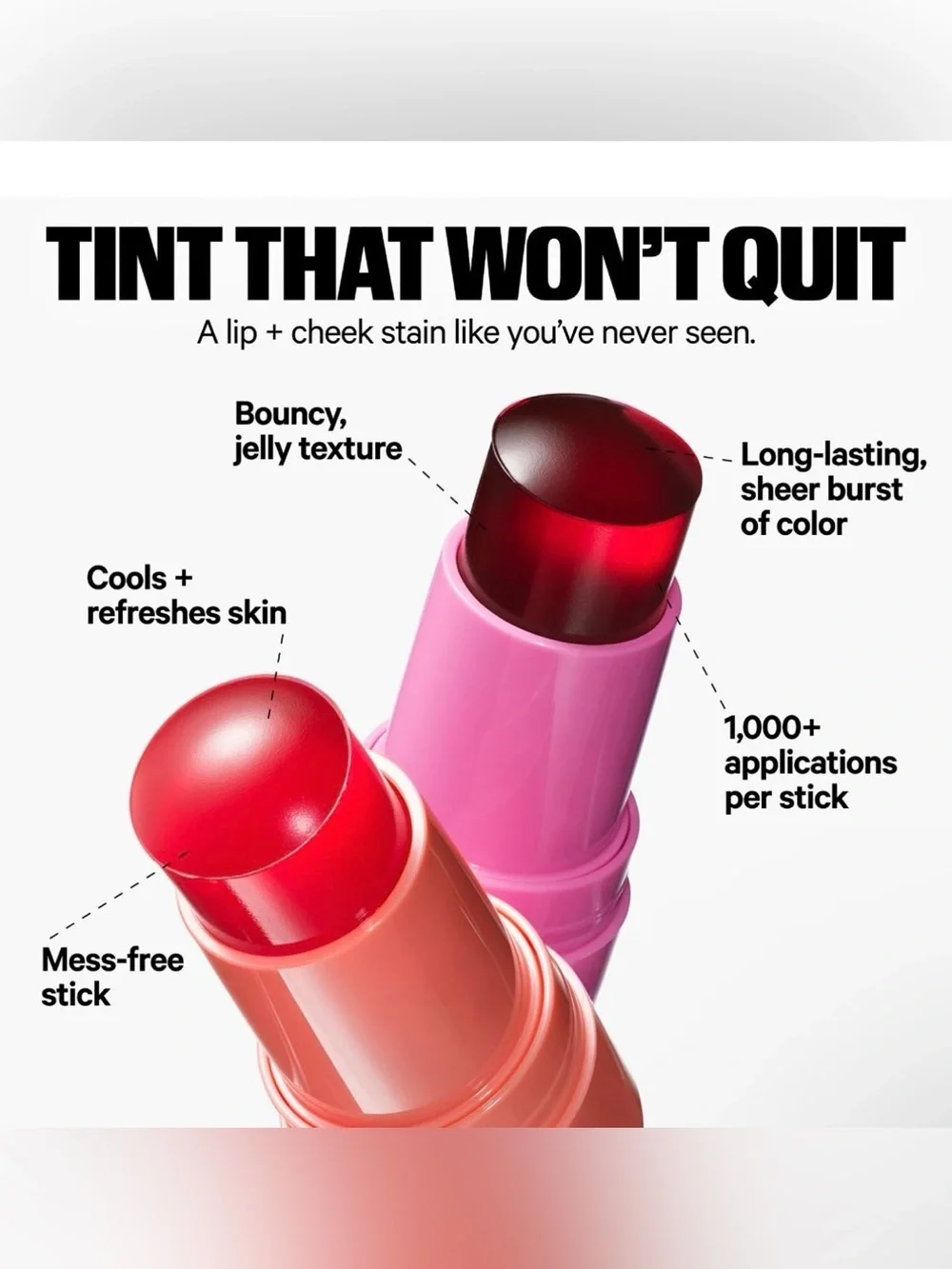 🌹 MILK MAKEUP Cooling Water Jelly Tint Lip + Cheek Blush Stain - Chill